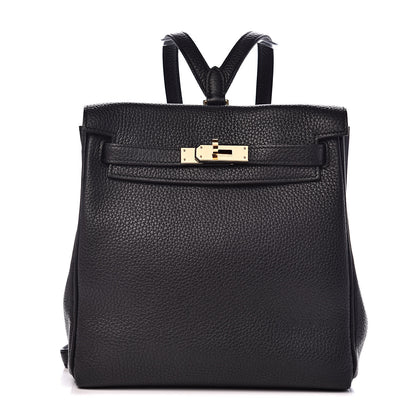 Hermes Taurillon Clemence Kelly Ado Backpack Black 2 of 20