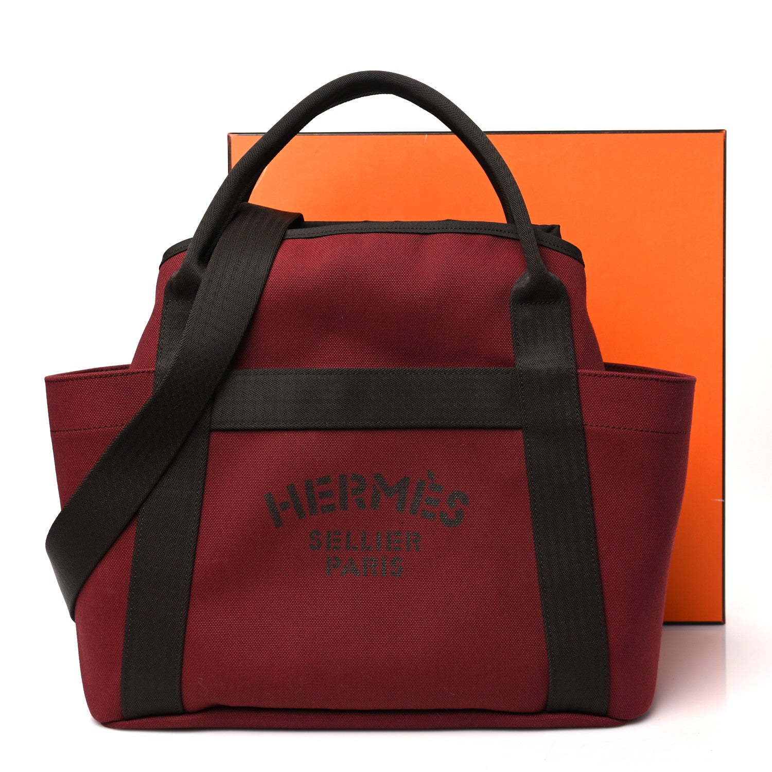 Hermes Canvas The Grooming Bag Rouge H Chocolat 12 of 12