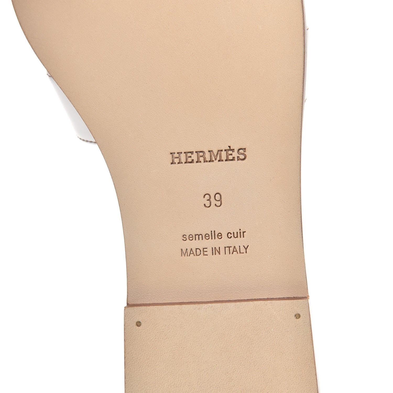 Hermes Box Calfskin Oran Sandals 39 White 7 of 9