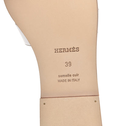 Hermes Box Calfskin Oran Sandals 39 White 7 of 9