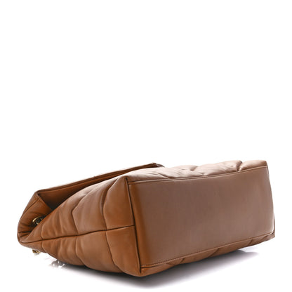 Saint Laurent Lambskin Quilted Medium Loulou Puffer Monogram Chain Satchel Miel Dark 4 of 12