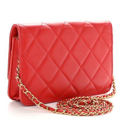 Chanel Lambskin Quilted Golden Class Wallet on Chain WOC Red 3 of 11
