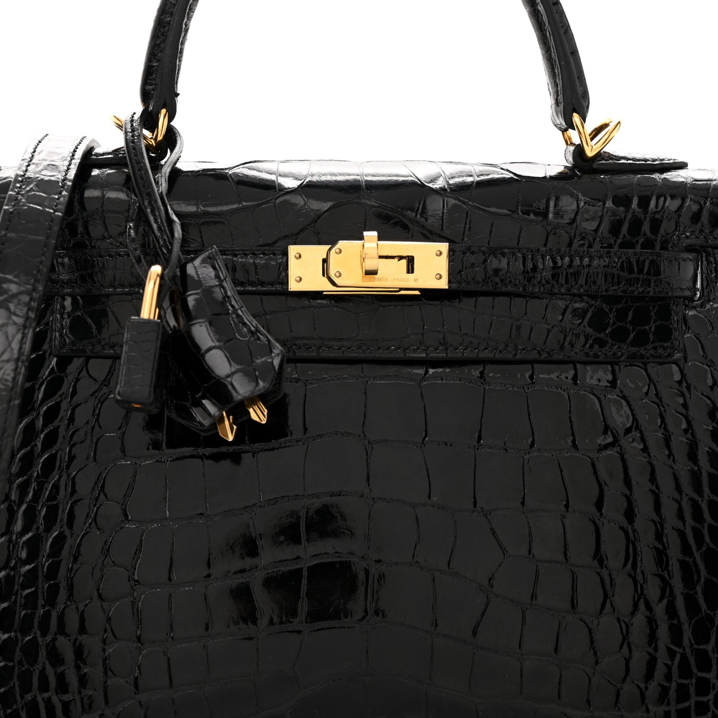 Shiny Alligator Kelly Sellier 25 Black