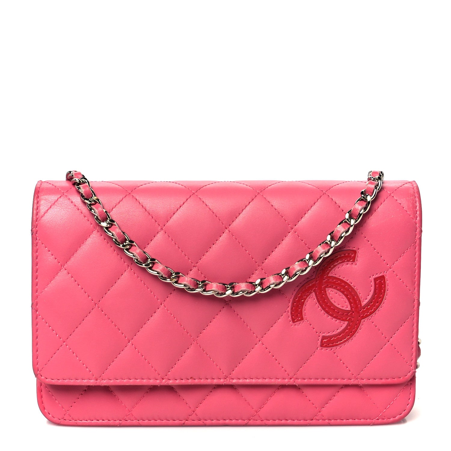 Chanel Lambskin Quilted Wallet On Chain WOC Pink 1 of 11