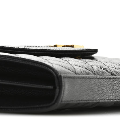 Saint Laurent Grain De Poudre Mixed Matelasse Triquilt Monogram Chain Wallet Black 8 of 10