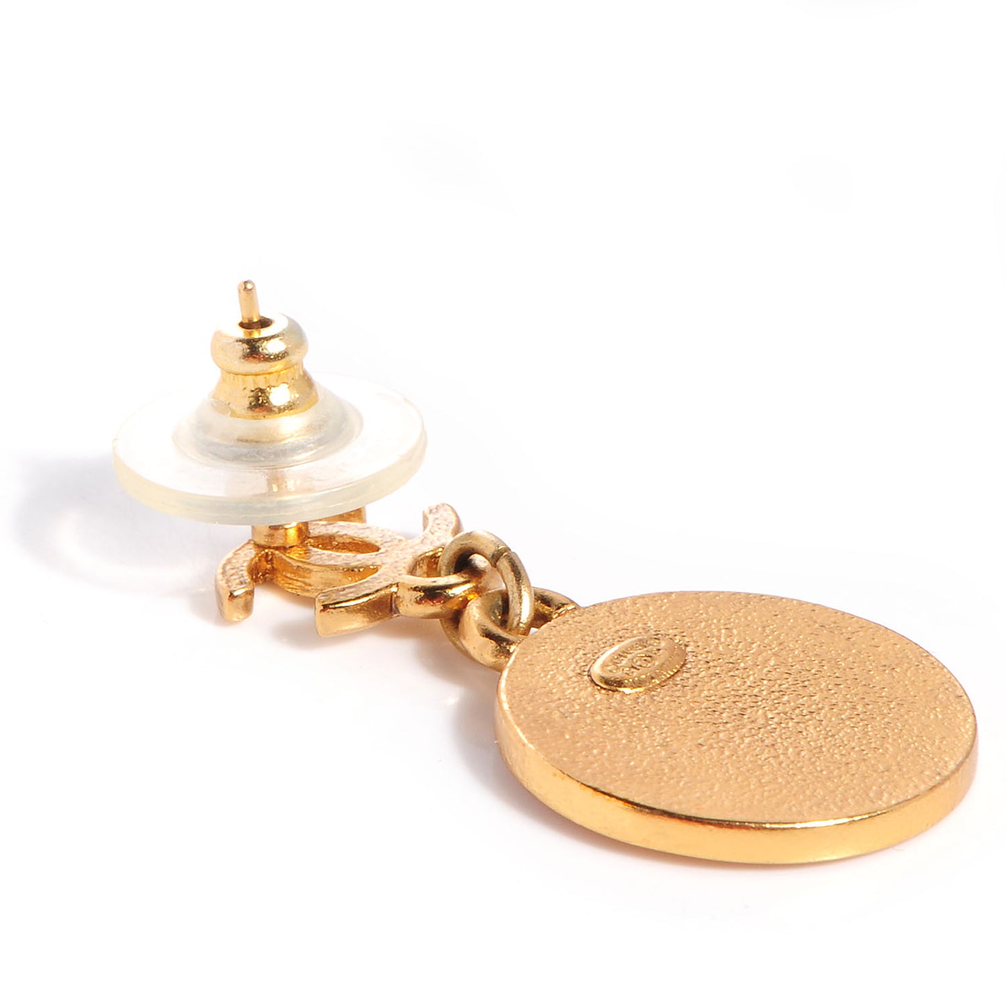 Enamel CC Star Drop Earrings Gold Red