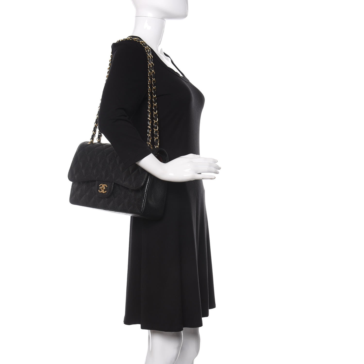 Chanel Caviar Quilted Jumbo Double Flap Black 2 of 9