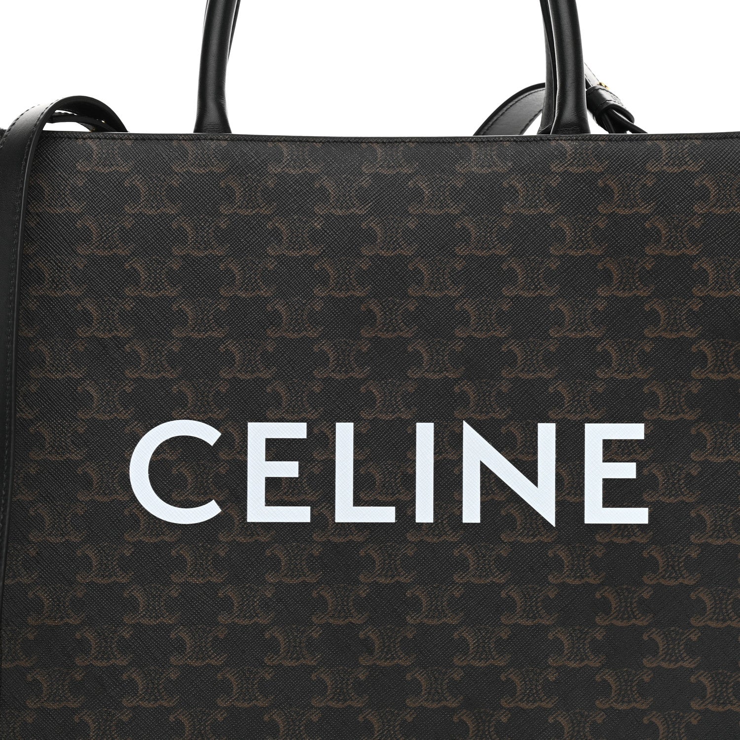 Celine Triomphe Canvas Calfskin Medium Vertical Cabas Black 8 of 11