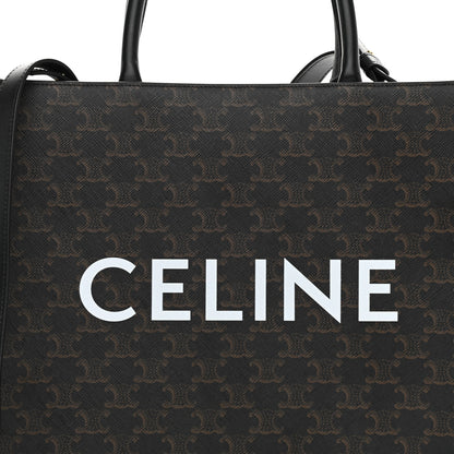 Celine Triomphe Canvas Calfskin Medium Vertical Cabas Black 8 of 11