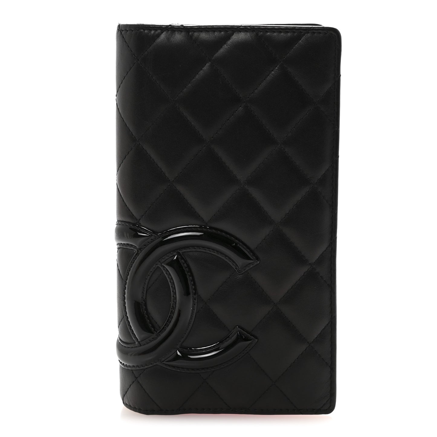 Calfskin Quilted Cambon Yen Wallet Black