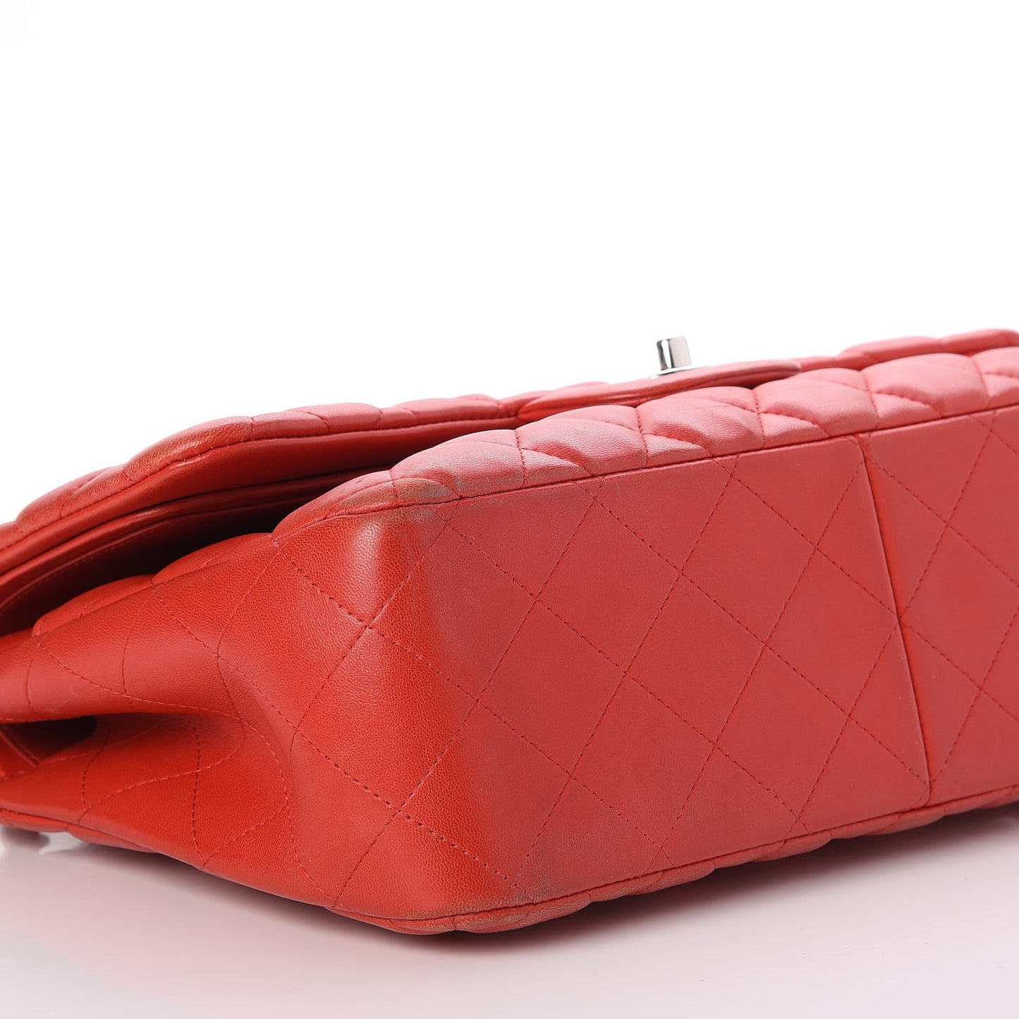 Lambskin Quilted Jumbo Double Flap Red