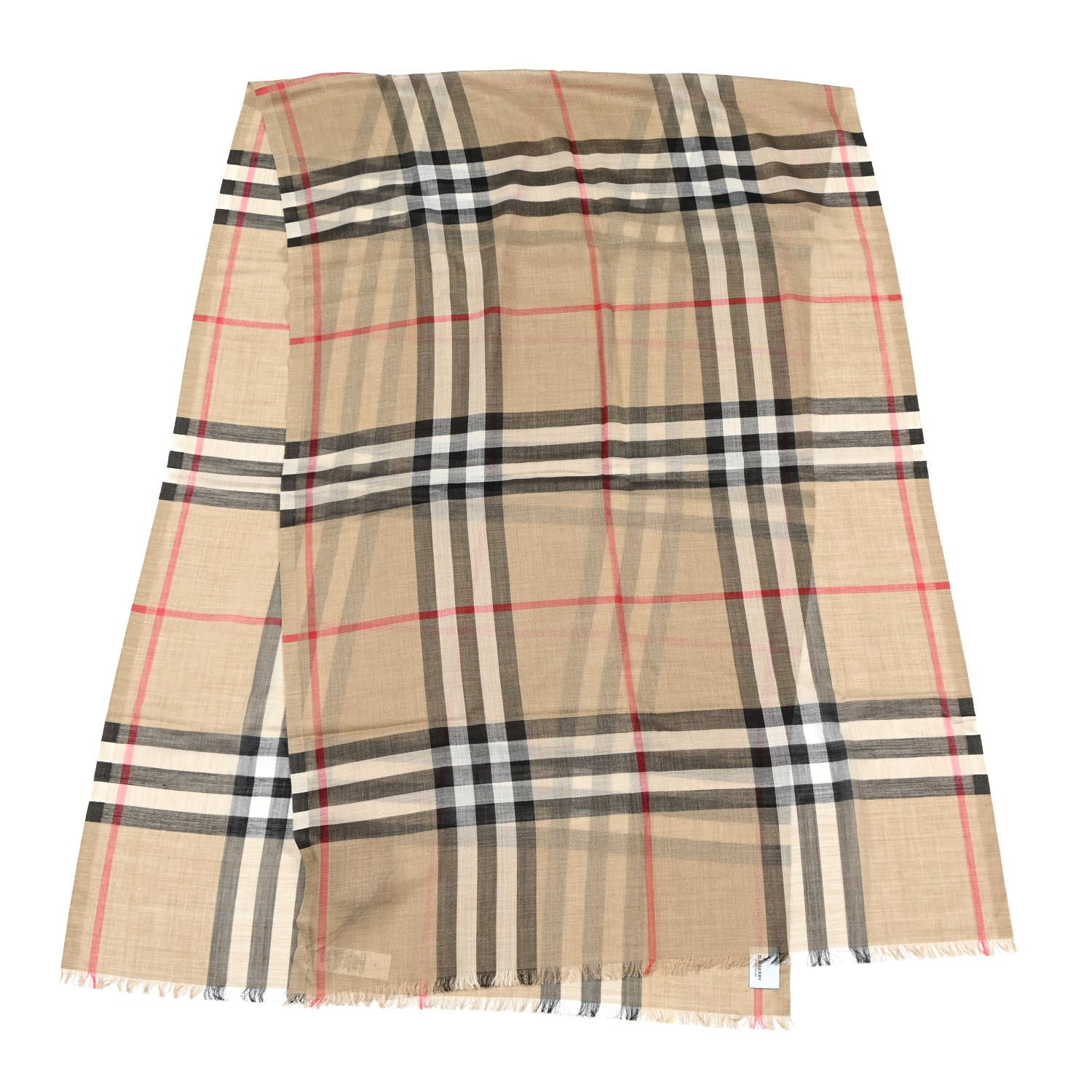 Burberry Wool Silk Gauze Giant Check Scarf Archive Beige 1 of 4