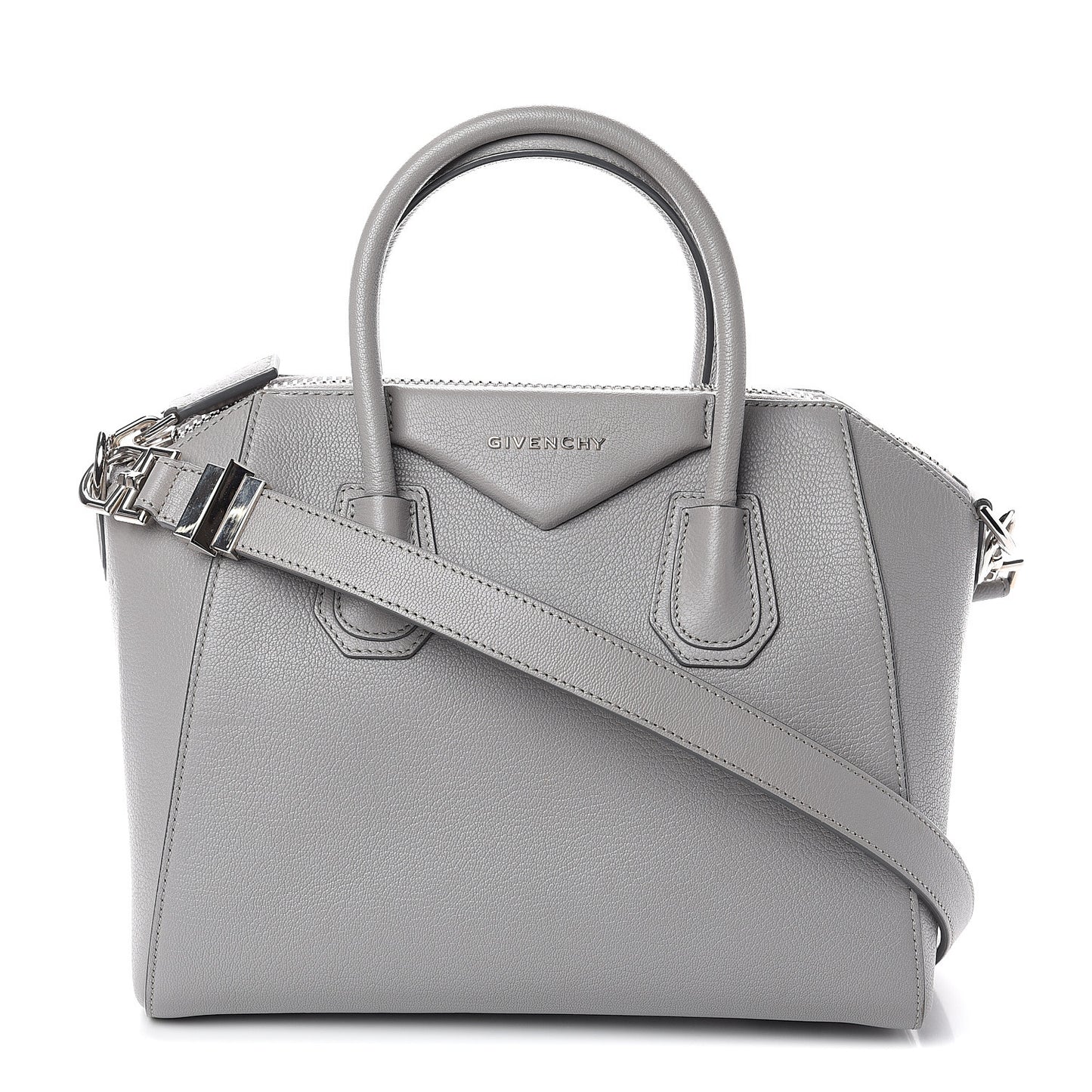 Sugar Goatskin Small Antigona Pearl Grey
