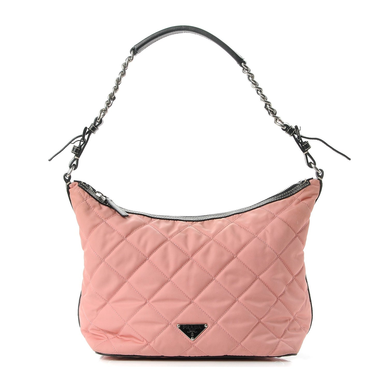 Tessuto Nylon Impuntutato Quilted Shoulder Bag Rosa Black