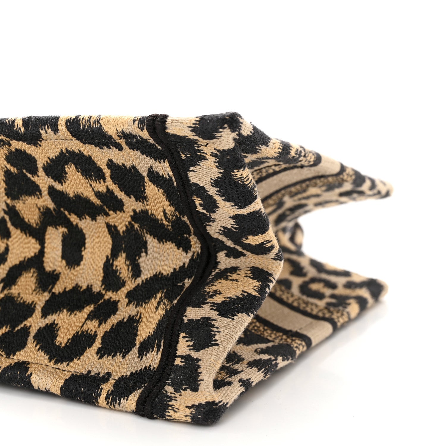 Christian Dior Canvas Mizza Embroidered Small Leopard Book Tote Beige 10 of 10