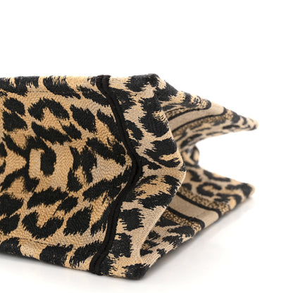 Christian Dior Canvas Mizza Embroidered Small Leopard Book Tote Beige 10 of 10