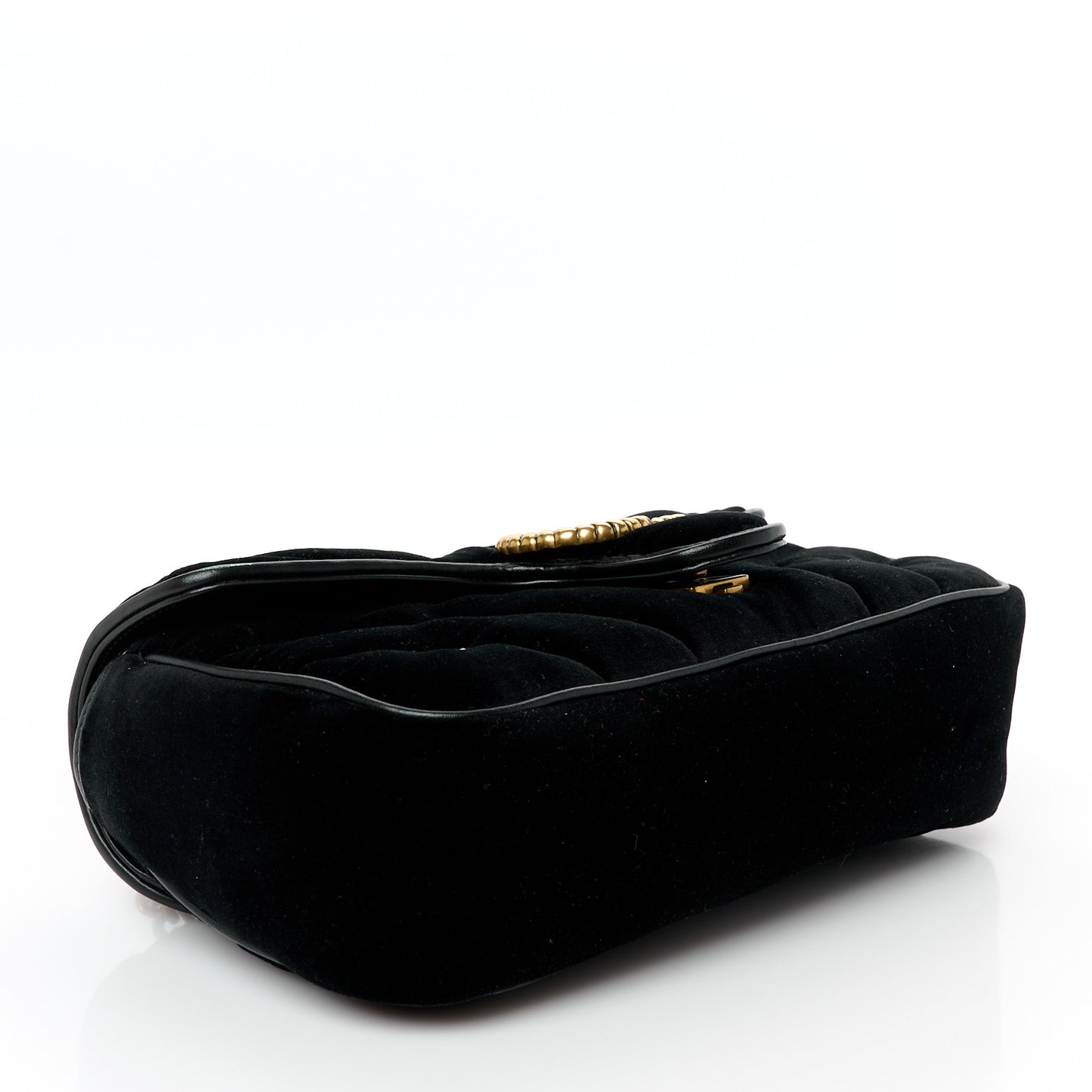 Velvet Matelasse Double G Studs Small Torchon GG Marmont Shoulder Bag Black