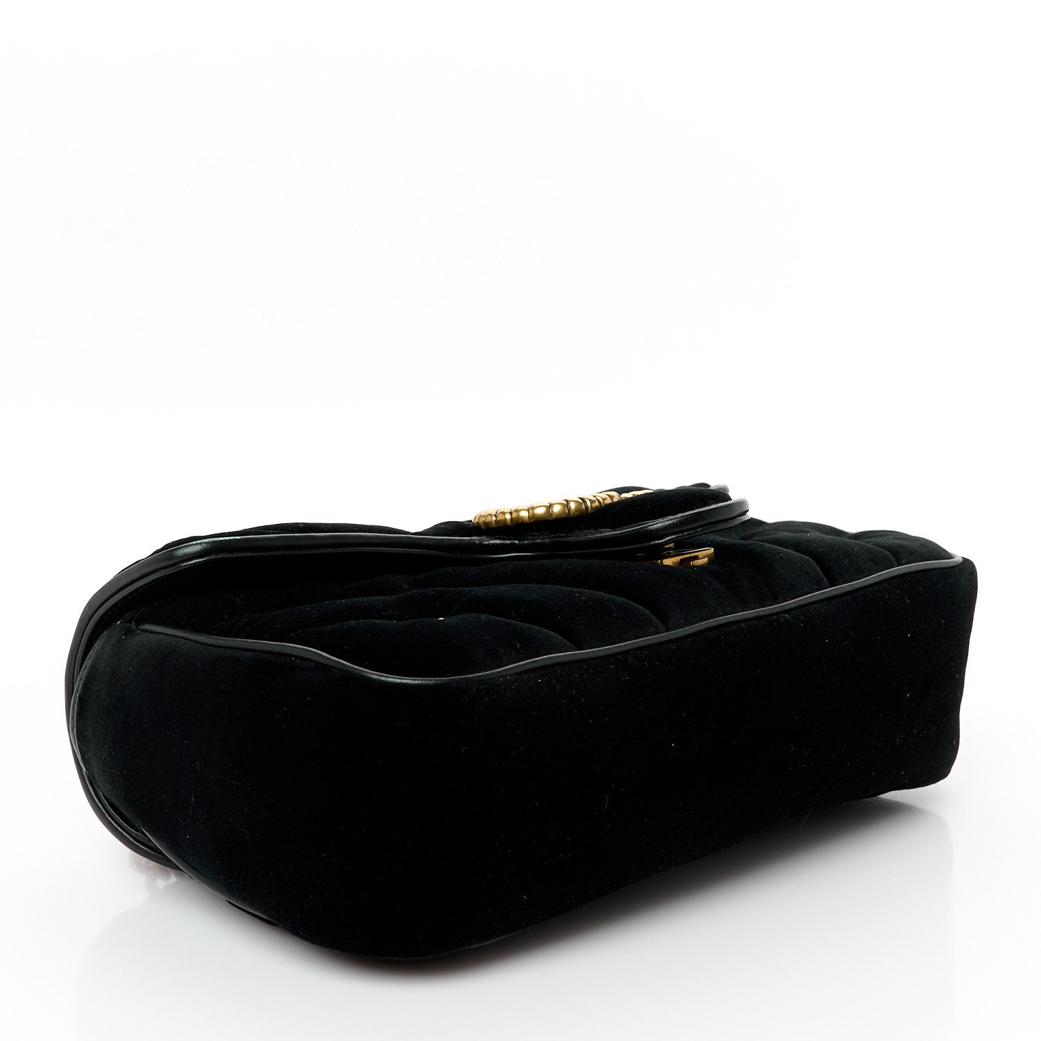 Gucci Velvet Matelasse Double G Studs Small Torchon GG Marmont Shoulder Bag Black 4 of 10