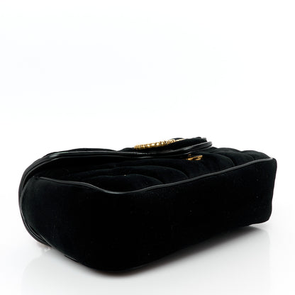 Gucci Velvet Matelasse Double G Studs Small Torchon GG Marmont Shoulder Bag Black 4 of 10