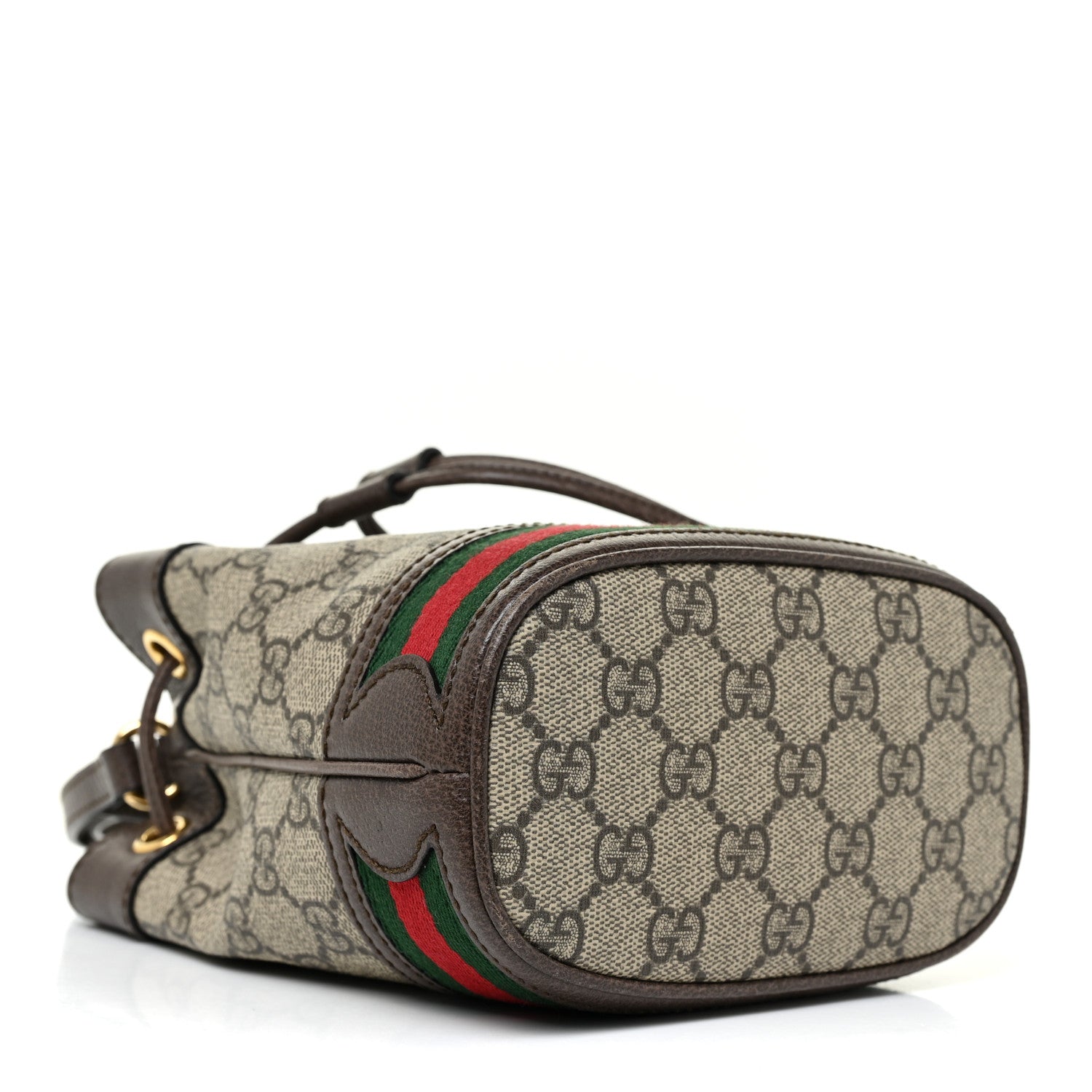 Gucci GG Supreme Monogram Web Mini Ophidia Bucket Bag Brown 4 of 10