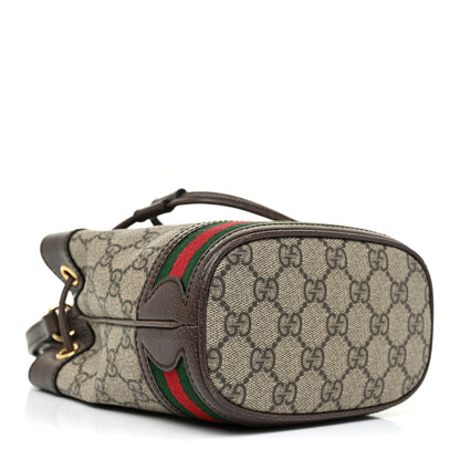 Gucci GG Supreme Monogram Web Mini Ophidia Bucket Bag Brown 4 of 10