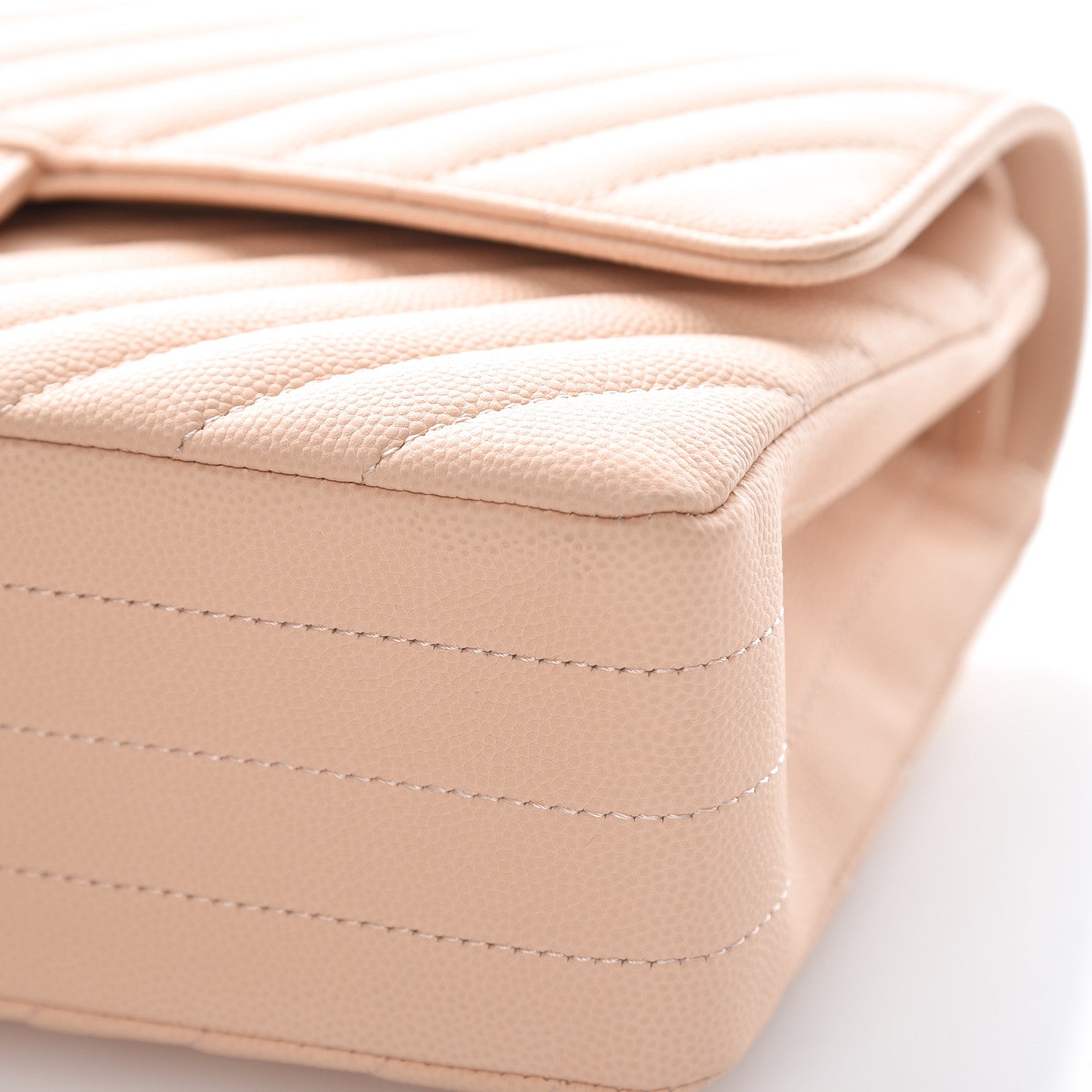 Chanel Caviar Chevron Quilted Medium Double Flap Beige 10 of 11