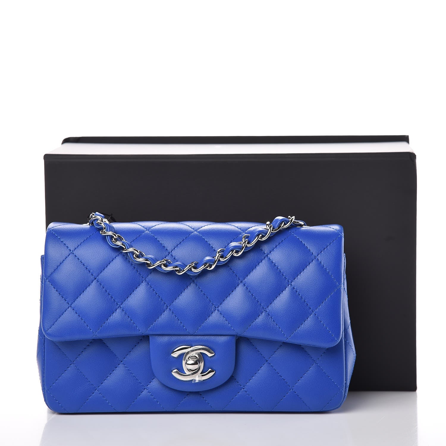Chanel Lambskin Quilted Mini Rectangular Flap Royal Blue 10 of 10