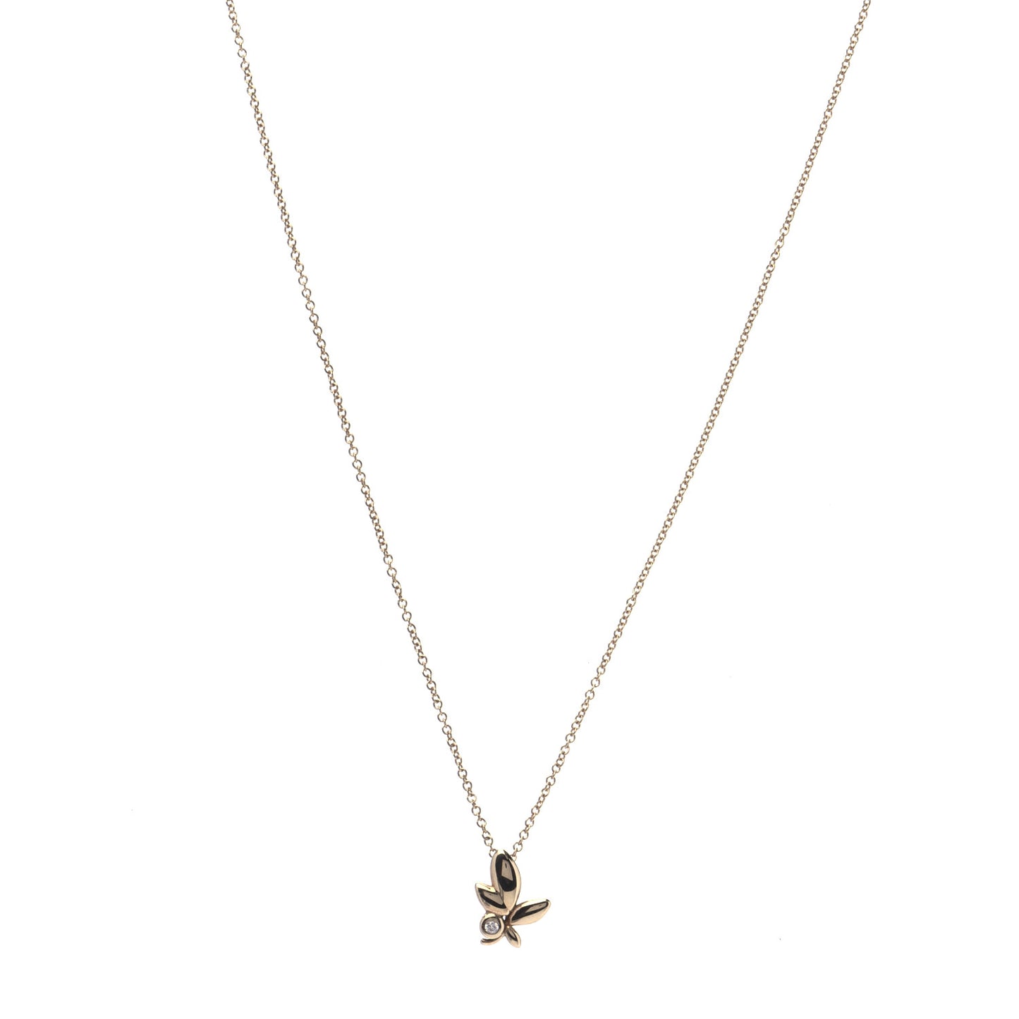 18K Yellow Gold Diamond Paloma Picasso Olive Leaf Pendant Necklace