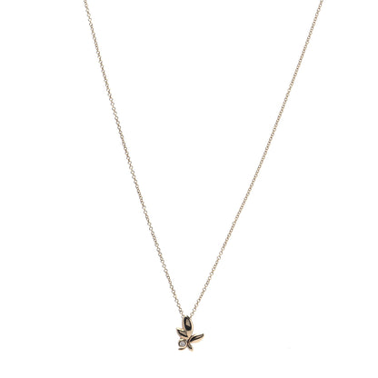 Tiffany 18K Yellow Gold Diamond Paloma Picasso Olive Leaf Pendant Necklace 1 of 6