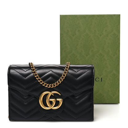 Gucci Calfskin Matelasse GG Marmont Chain Wallet Black 11 of 11