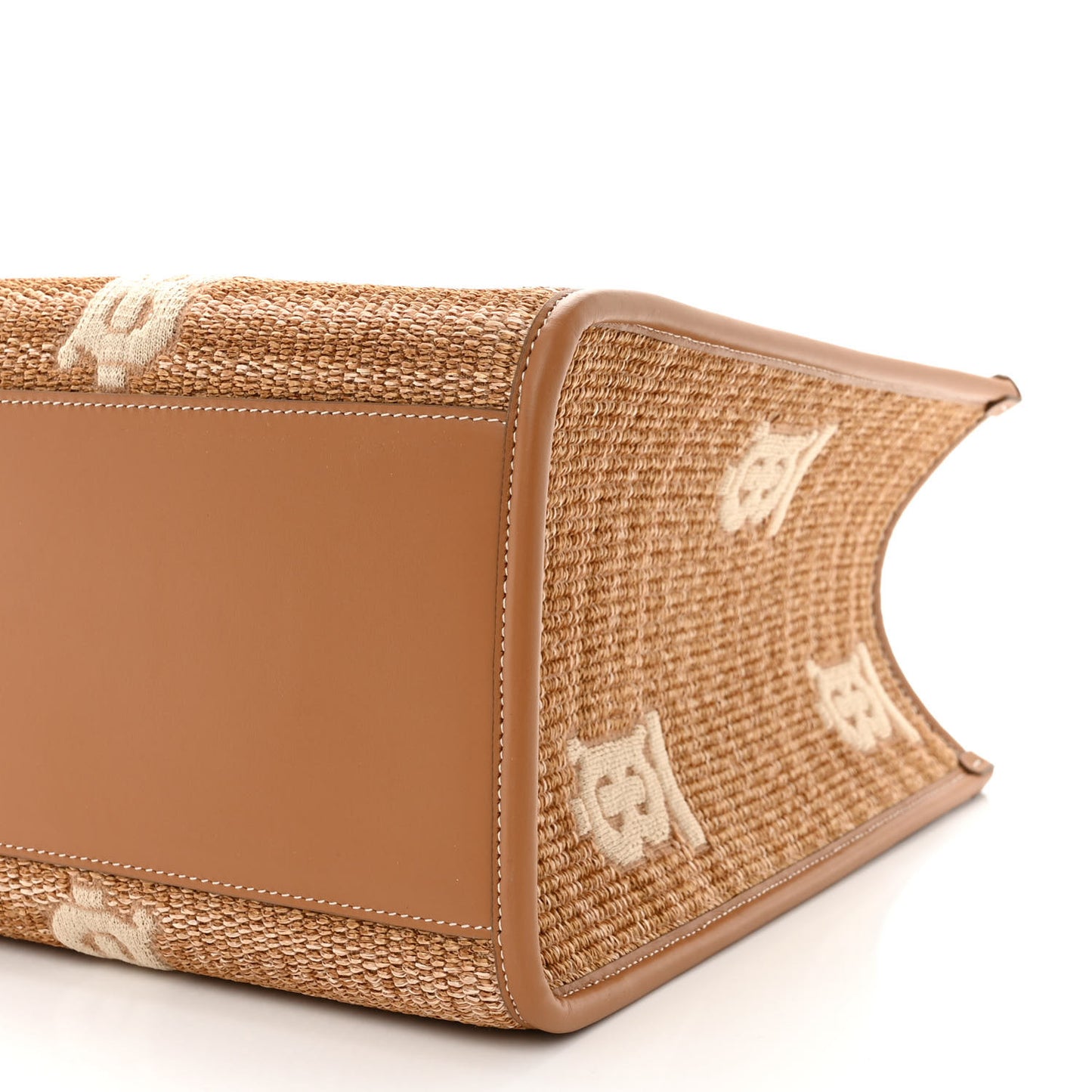 Raffia Calfskin Large Freya Tote Natural