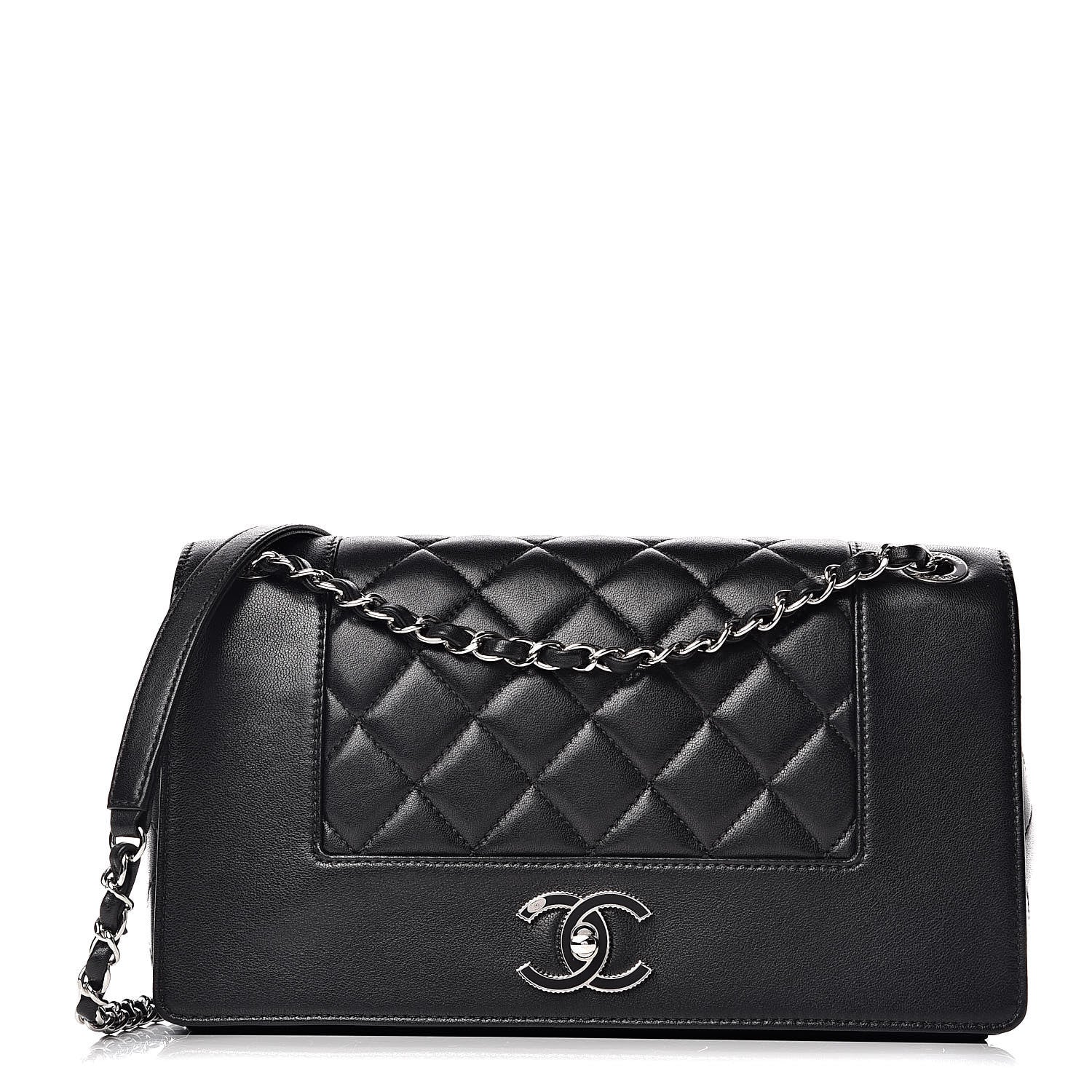 Chanel Sheepskin Quilted Vintage Mademoiselle Flap Black 1 of 10