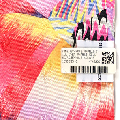 Hermes Silk Marble Fringed Muffler Rose Multicolor 3 of 3