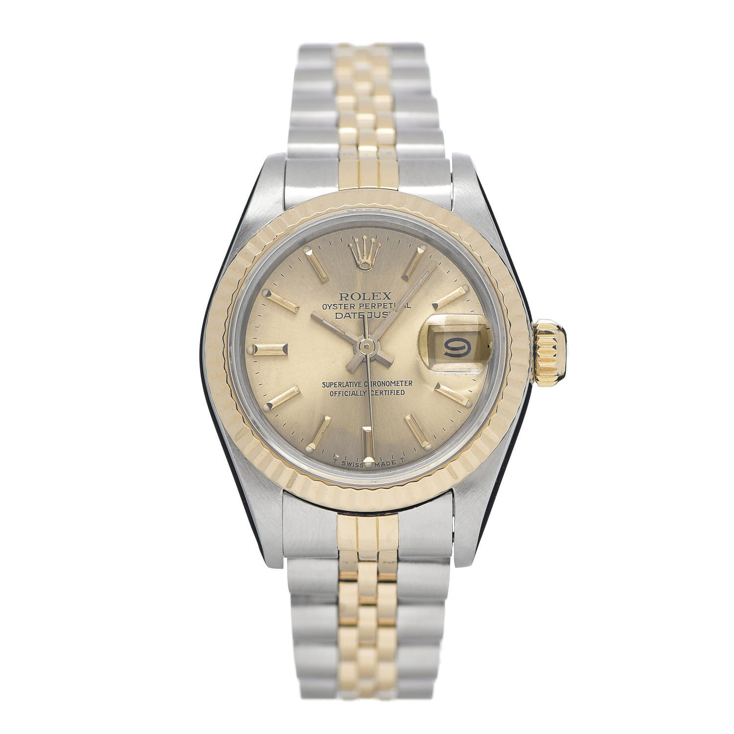 Stainless Steel 18K Yellow Gold 26mm Oyster Perpetual Datejust Watch Champagne 69173