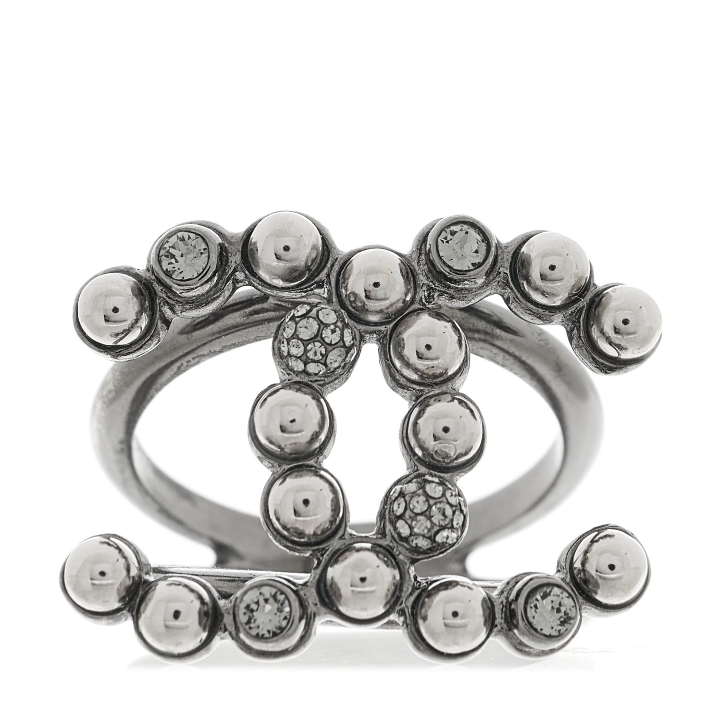 Ruthenium Crystal Pearl CC Ring 54 7 Silver