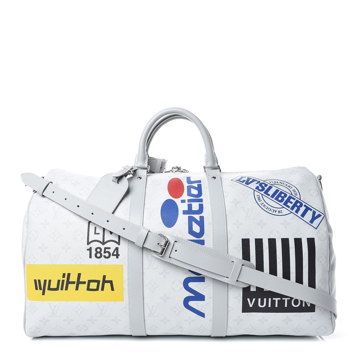 Monogram Logo Keepall Bandouliere 50 White