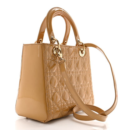 Christian Dior Patent Cannage Medium Lady Dior Beige 3 of 10