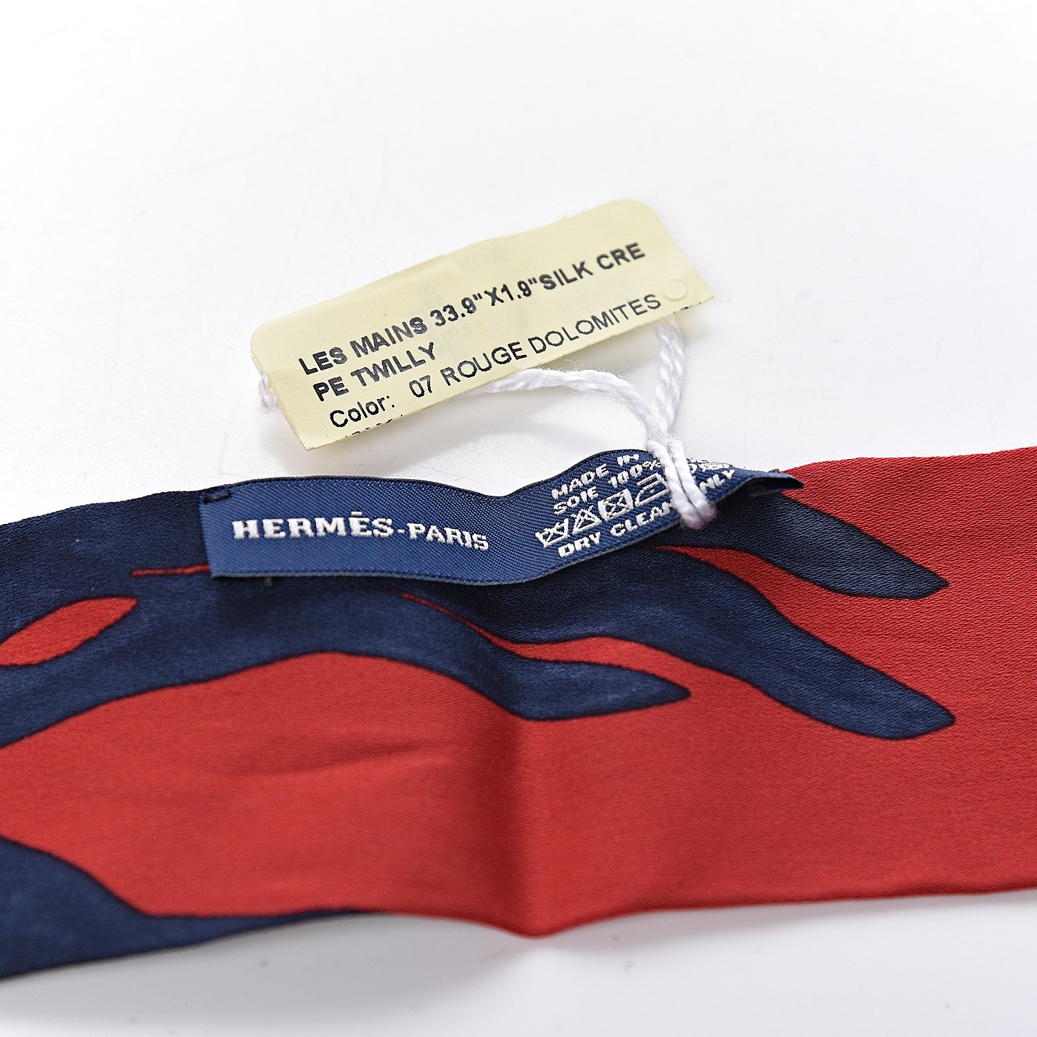 Hermes Silk Les Mains Twilly Rouge Dolomites 3 of 3