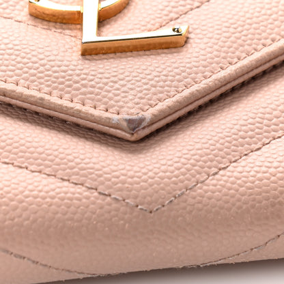 Saint Laurent Grain De Poudre Matelasse Chevron Monogram Flap Wallet Pale Pink 11 of 14