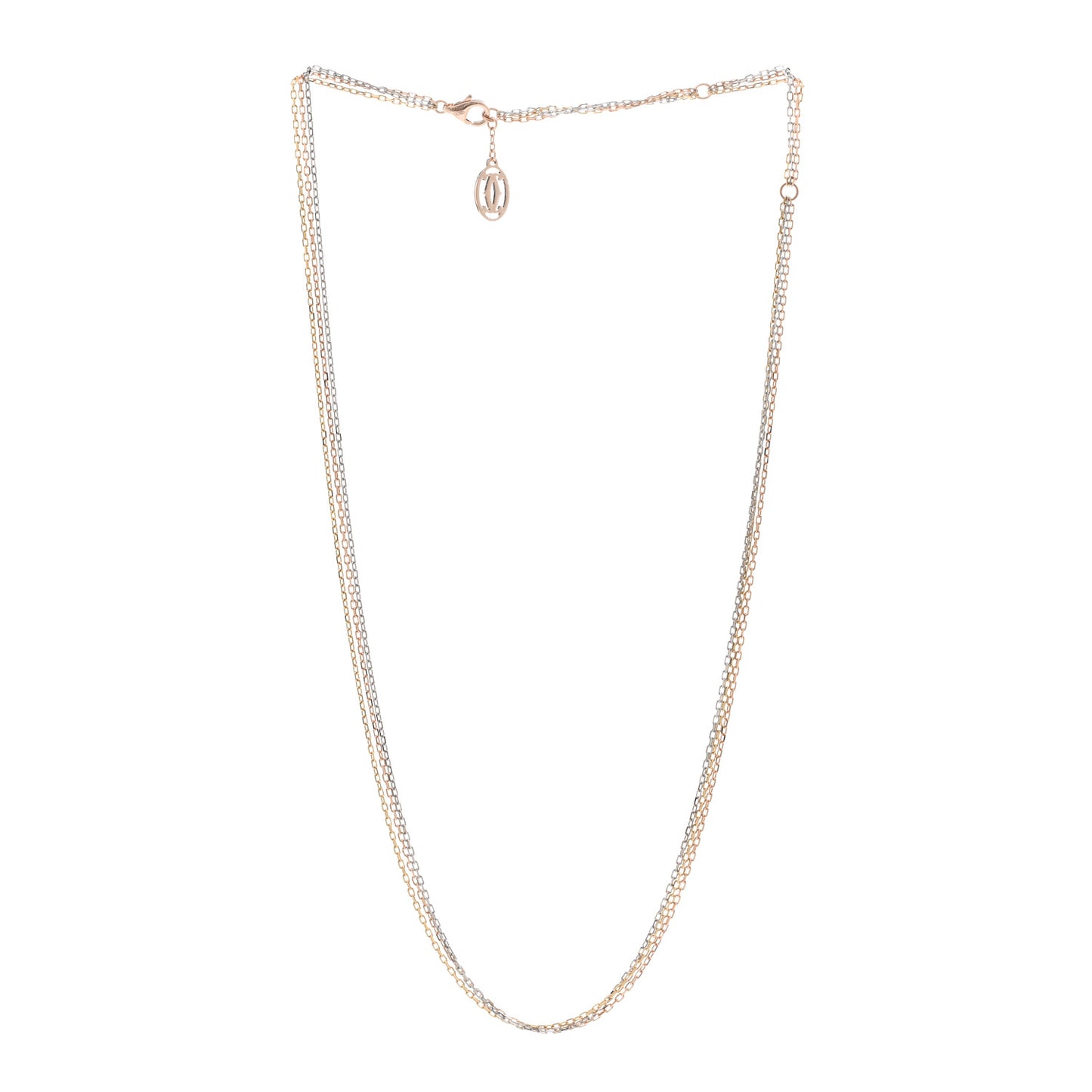 18K Pink Yellow White Gold Three Chain Necklace
