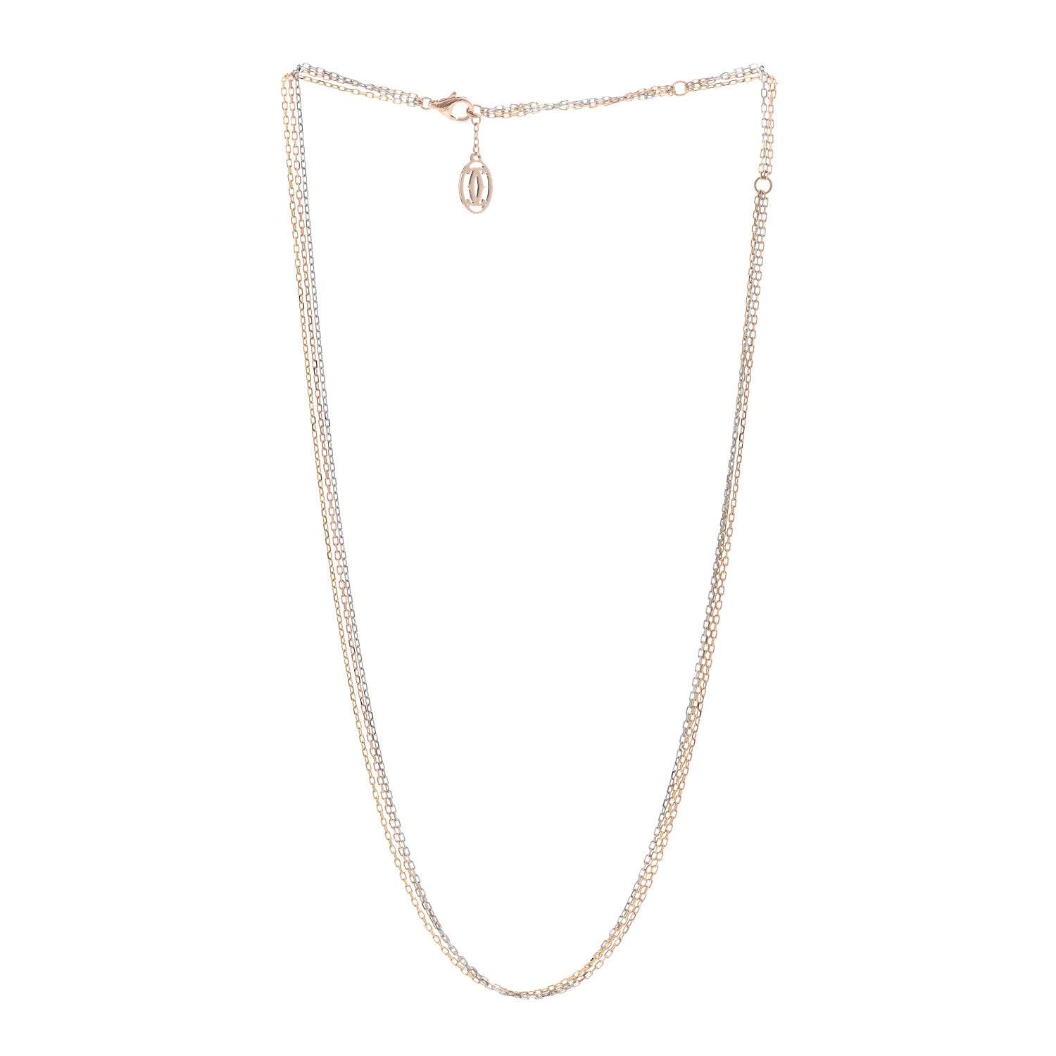 Cartier 18K Pink Yellow White Gold Three Chain Necklace 3 of 4