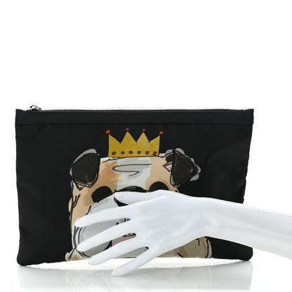Dolce & Gabbana Nylon Bulldog Print Pouch Black 2 of 9