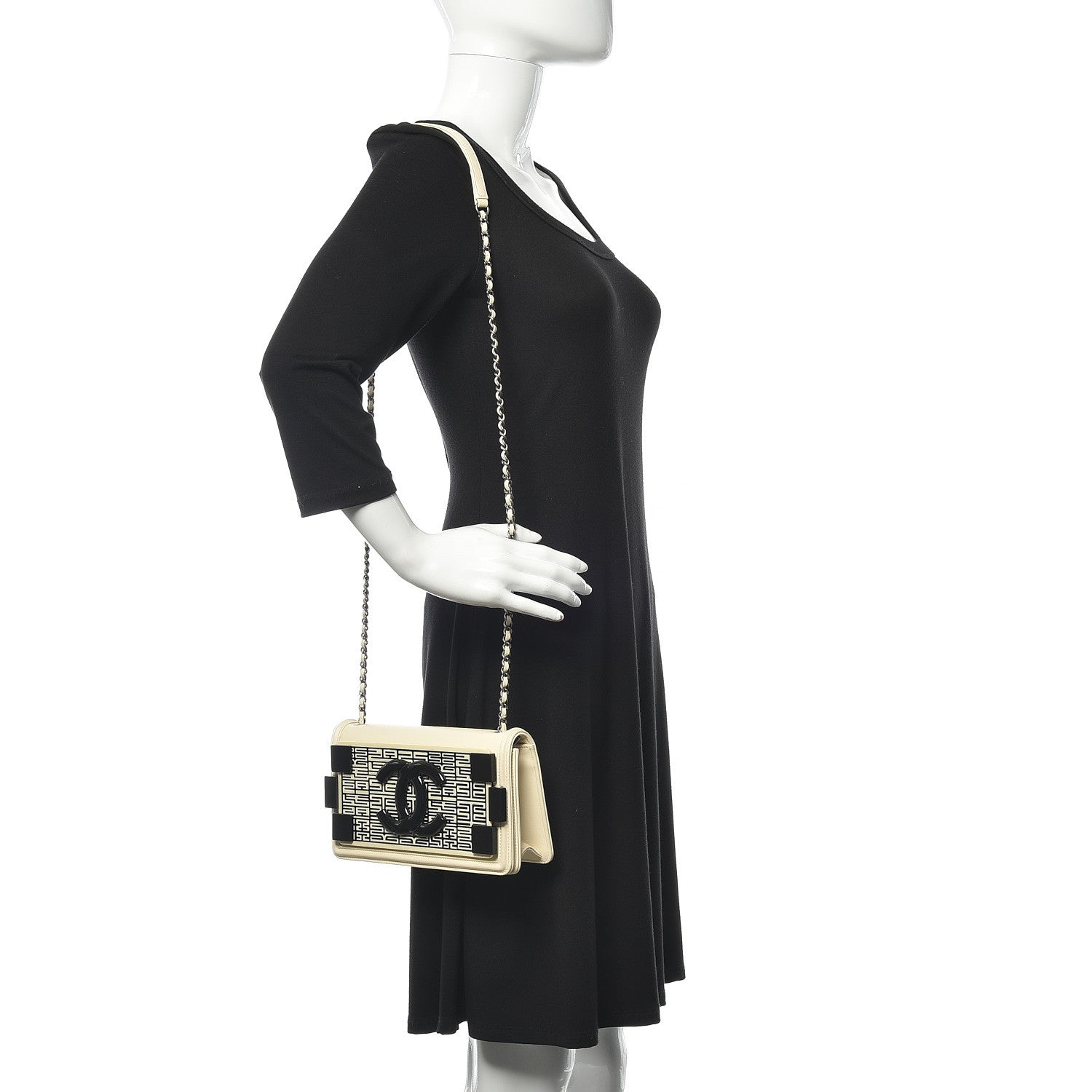 Chanel Lambskin Plexiglass Seamless Greek Horizontal Boy Brick Flap Dark White 2 of 13