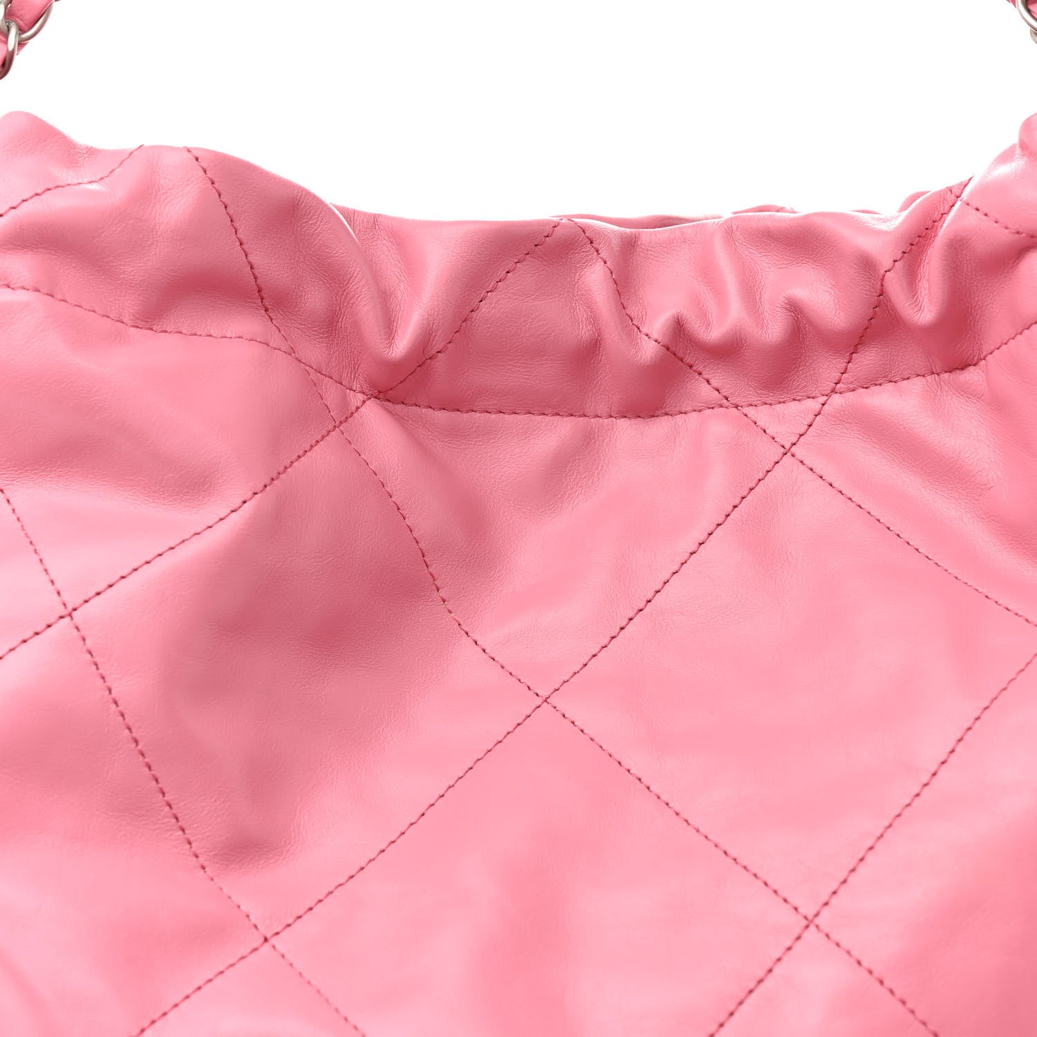 Chanel Shiny Calfskin Quilted Chanel 22 Drawstring Bag Pink 10 of 14