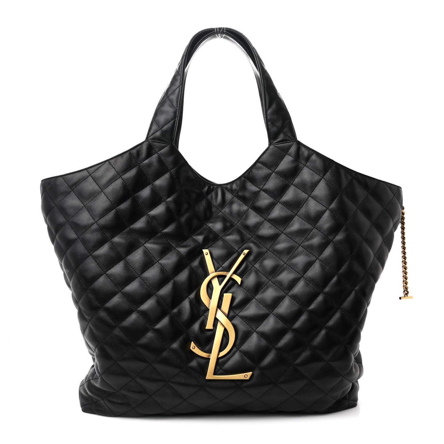 Lambskin Quilted Maxi Icare Shopping Tote Black