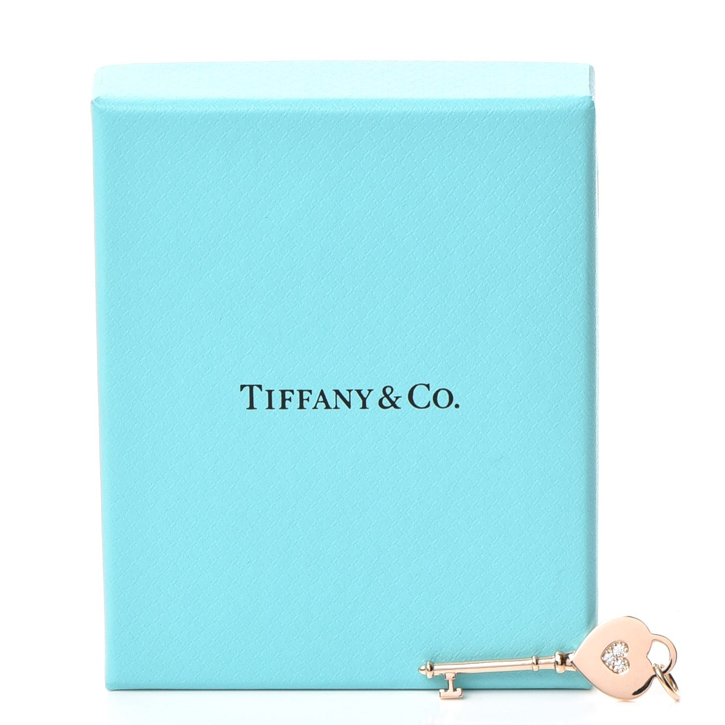 18K Rose Gold Diamond Heart Key Pendant
