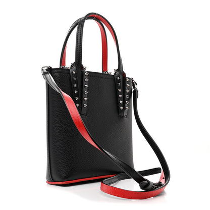 Christian Louboutin Calfskin Spikes Mini North South Cabata Tote  Black 3 of 13