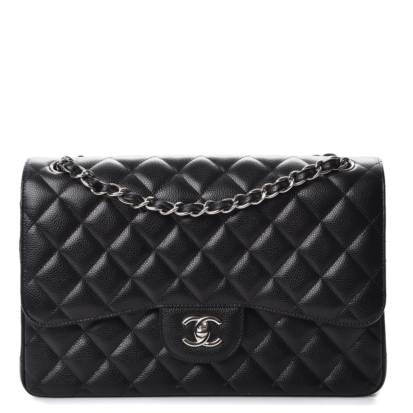 Caviar Quilted Jumbo Double Flap Black