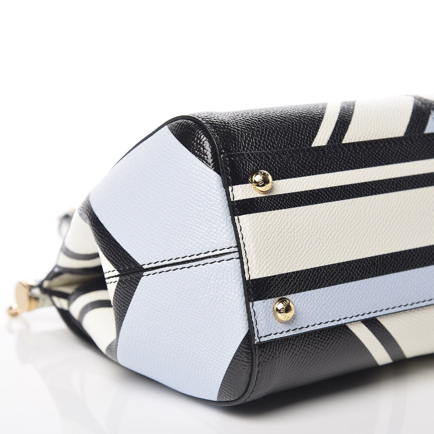 Dauphine Geo Striped Medium Miss Sicily Satchel White Blue Black