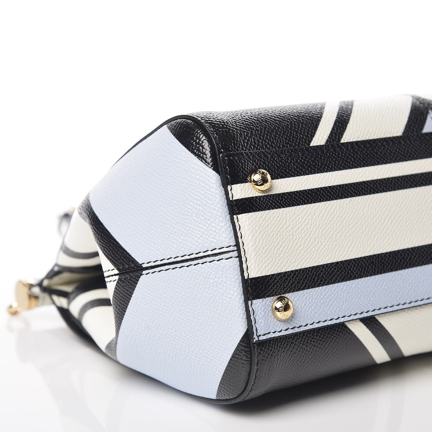 Dolce & Gabbana Dauphine Geo Striped Medium Miss Sicily Satchel White Blue Black 6 of 8